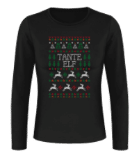 Tante Elf - Frauen Longsleeve Basic - Schwarz - Vorne