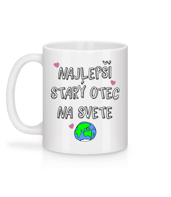 Náhľad: Najlepší Starý Otec Na Svete - Keramický hrnček - Biela - Za