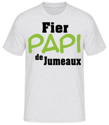 Fier Papi De Jumeaux - T-shirt standard Homme - Gris chiné - Devant