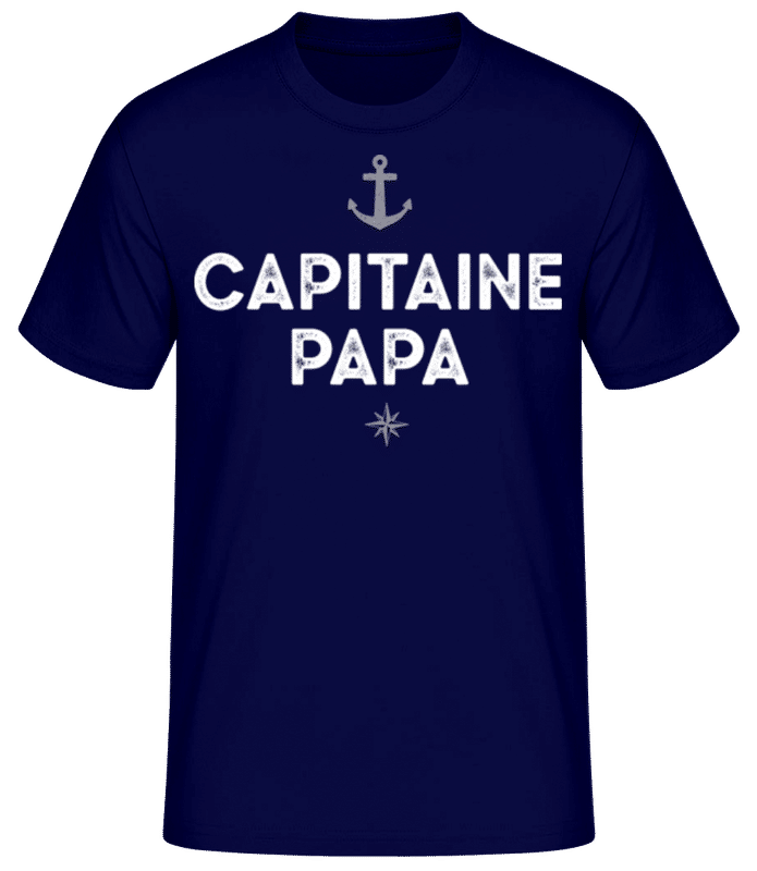 Aperçu: Capitaine Papa - T-shirt standard Homme - Bleu marine - Devant
