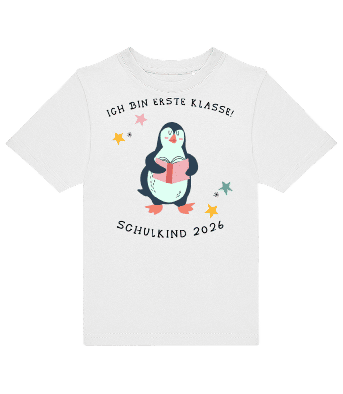Vorschau: Schulkind 2026 Pinguin - Kinder T-Shirt B&C - Weiß - Vorne