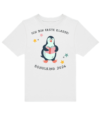 Schulkind 2026 Pinguin - Kinder T-Shirt B&C - Weiß - Vorne