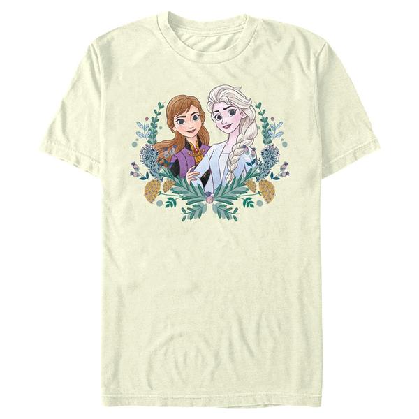 Preview: Disney - Frozen - Elsa & Anna Frozen Wreath - Men's T-Shirt - Cream - Front