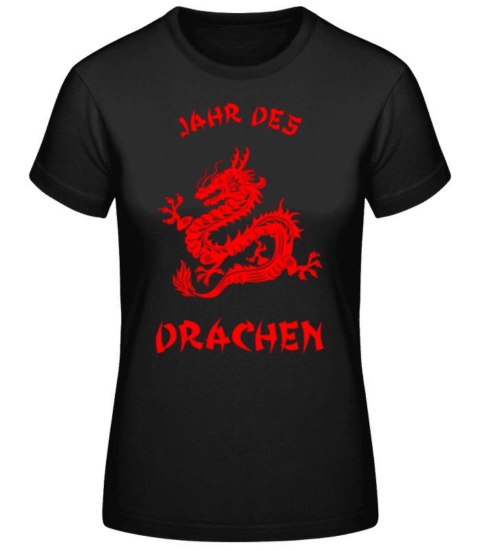 Vorschau: Chinesisches Zeichen Jahr Des Drachen - Frauen Basic T-Shirt - Schwarz - Vorne