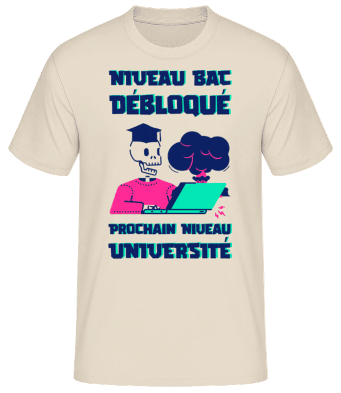 Aperçu: Niveau Bac Débloqué - T-shirt standard Homme - Crème - Devant
