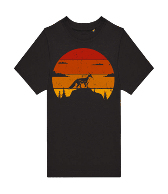 Retro Sunset Fox - T-shirt homme B&C - Noir - Devant