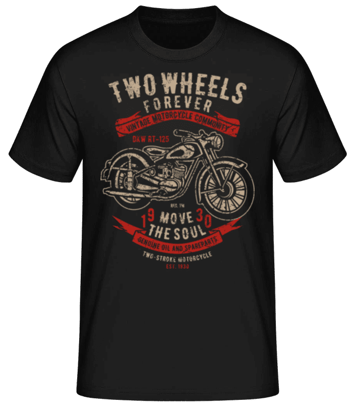Náhled: Two Wheels Forever 2 - Pánské basic tričko - Černá - Napřed
