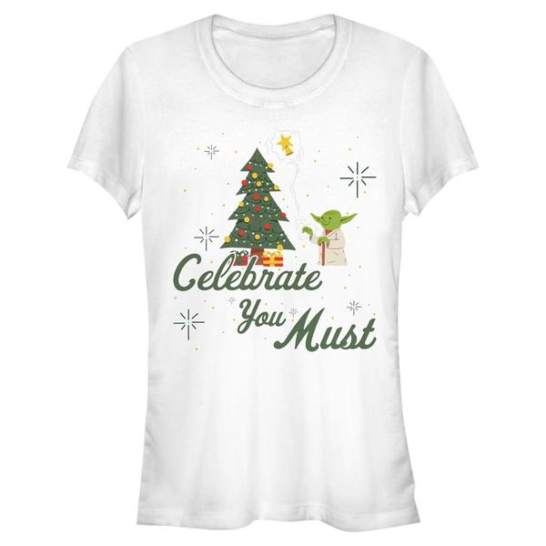 Star Wars - Yoda Celebrate You Must - Christmas - Femme T-shirt - Blanc - Devant