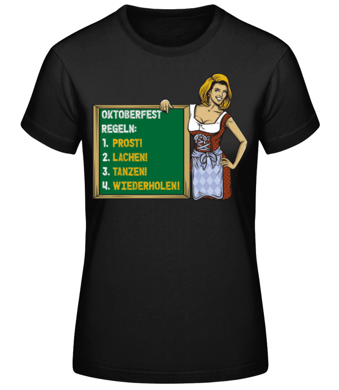 Vorschau: Oktoberfest Regeln - Frauen Basic T-Shirt - Schwarz - Vorne