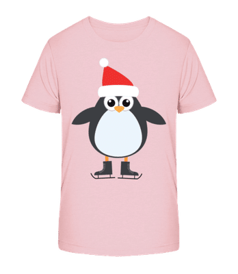 Schlittschuh Pinguin - Kinder Bio T-Shirt Stanley Stella 2.0 - Rosa - Vorne