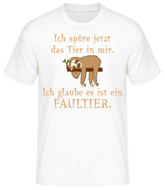 Vorschau: Das Tier In Mir Ist Ein Faultier - Männer Basic T-Shirt - Weiß - Vorne