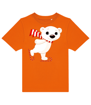 Schlittschuh Eisbär - Kinder T-Shirt B&C - Orange - Vorne