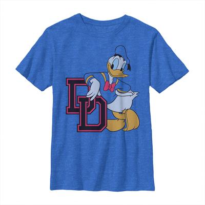 Disney - Mickey Mouse - Donald Duck College DD - Kids T-Shirt - Heather royal blue - Front