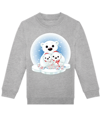 Eisbären Familie - Kinder Standard Pullover - Grau meliert - Vorne