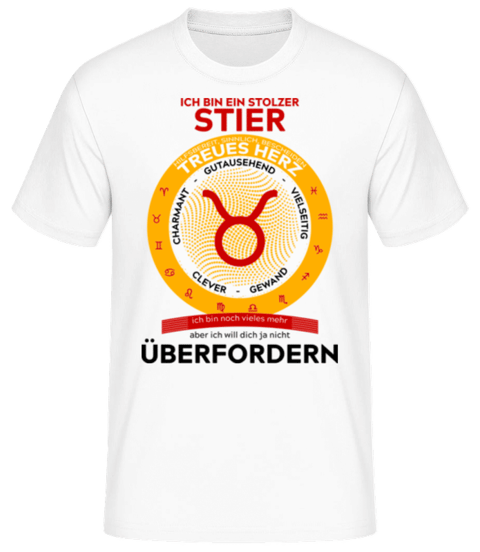 Vorschau: Stier Treues Herz - Männer Basic T-Shirt - Weiß - Vorne