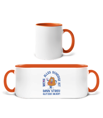 Alles Scheisse Glitzer Drauf - Tasse zweifarbig - Weiß / Orange - Vorne