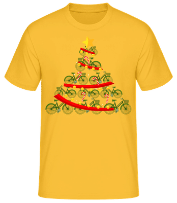 Fahrrad Weihnachtsbaum - Männer Basic T-Shirt - Goldgelb - Vorne