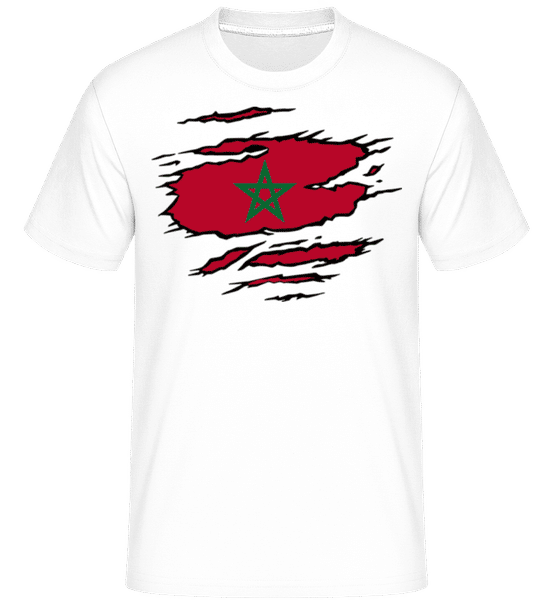 Aperçu: Drapeau mûré Maroc -  T-Shirt Shirtinator homme - Blanc - Devant