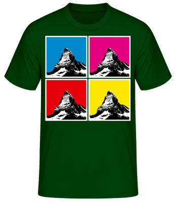 Pop Art Matterhorn - Pánske basic tričko - Bottle green - Predné