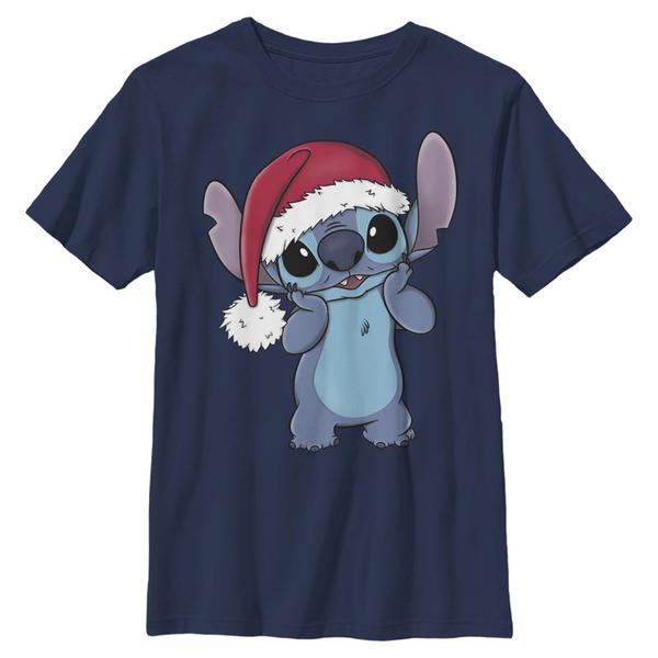 Aperçu: Disney Classics - Lilo & Stitch - Stitch Wearing Santa Hat - Christmas - Enfant T-shirt - Bleu marine - Devant