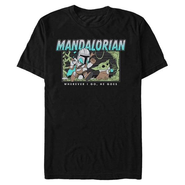 Aperçu: Star Wars - The Mandalorian - Mando & Child Macaroon Chase - Homme T-shirt - Noir - Devant