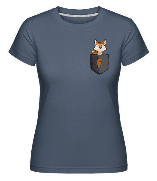 Preview: Breast Pocket Fox -  Shirtinator Women's T-Shirt - Denim - Front