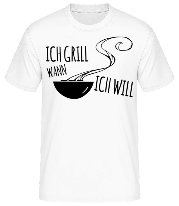 Vorschau: Grill Wann Ich Will - Männer Basic T-Shirt - Weiß - Vorne