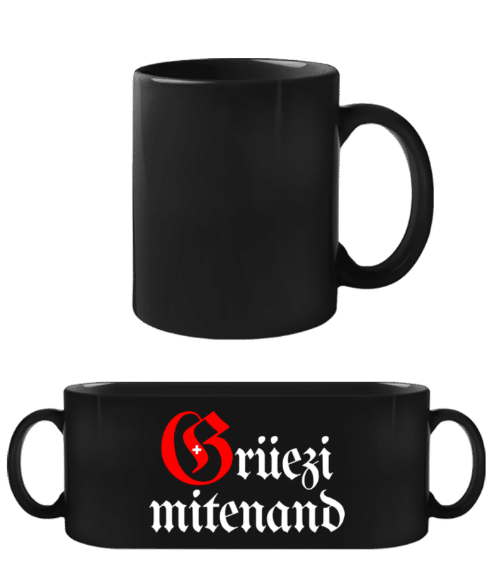 Vorschau: Grüezi Mitenand - Schwarze Tasse - Schwarz - Vorne