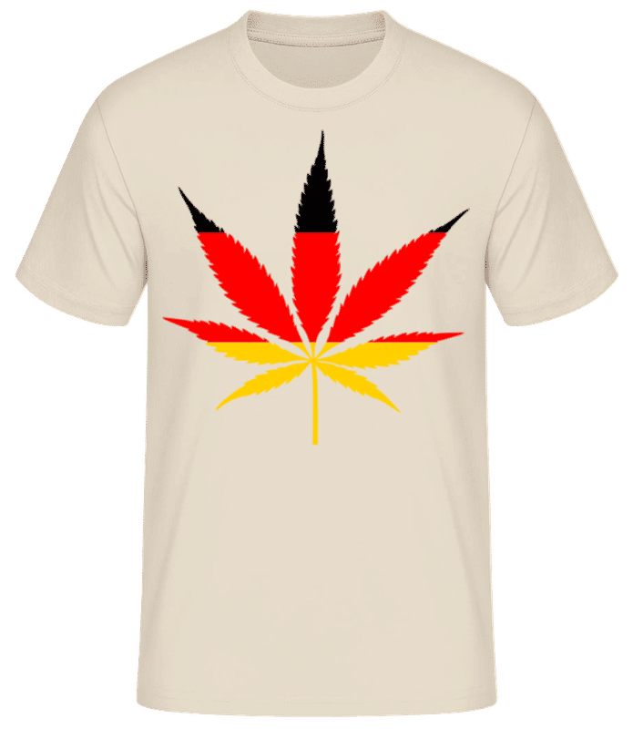 Vorschau: Cannabis Fahne Deutschland - Männer Basic T-Shirt - Creme - Vorne