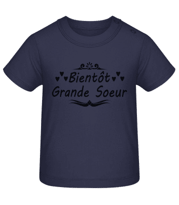 Bientôt Grande Sœur - T-shirt Bébé - Bleu marine - Devant