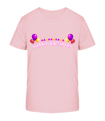 Happy Birthday Ballons - Kinder Bio T-Shirt Stanley Stella 2.0 - Rosa - Vorne
