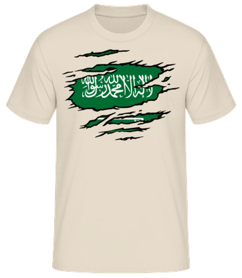 Ripped Flag Saudi Arabia - Men's Basic T-Shirt - Cream - Front