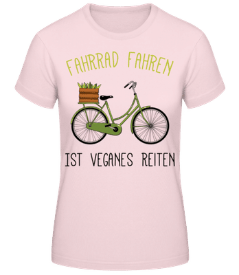 Fahrrad Fahren Veganes Reiten - Frauen Basic T-Shirt - Rosa - Vorne