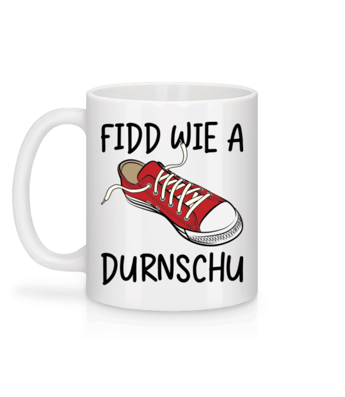 Vorschau: Fidd Wie A Durnschuh - Tasse - Weiß - Hinten