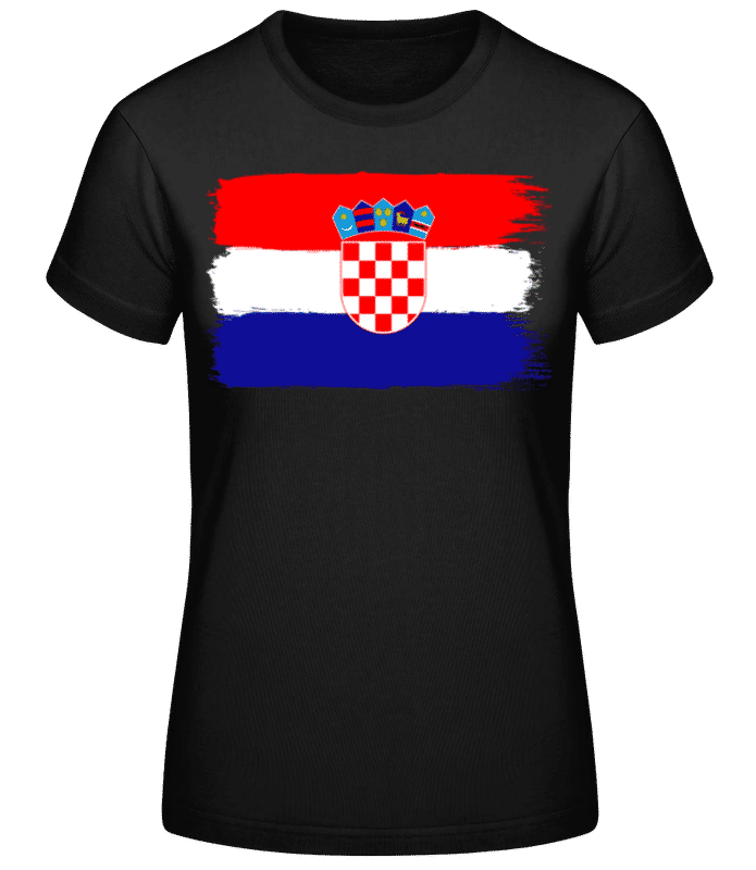 Náhľad: Chorvátska Vlajka - Dámske basic tričko - Čierna - Predné