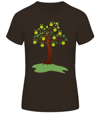 Apple Tree Summer - Frauen Basic T-Shirt - Braun - Vorne