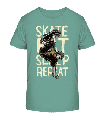Skate Eat Sleep Repeat - Kid's Organic T-Shirt Stanley Stella 2.0 - Teal - Front