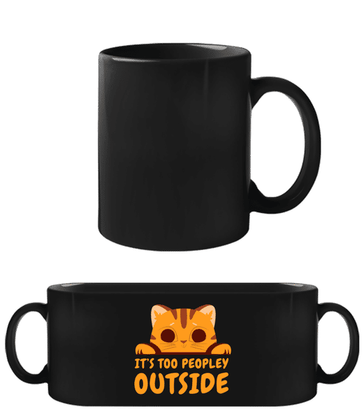 Aperçu: Cute Cat Too Peopley Outside - Tasse Noire - Noir - Devant