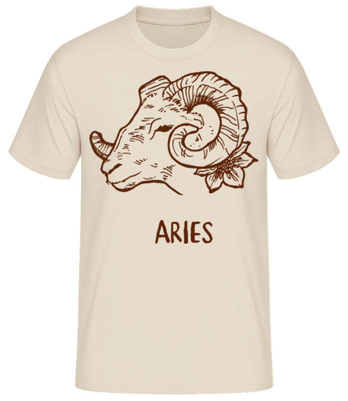 Vorschau: Scribble Style Zodiac Sign Aries - Männer Basic T-Shirt - Creme - Vorne