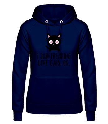 I Just Freaking Love Cats - Women's Hoodie - Navy - Front