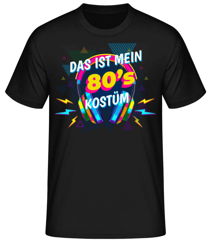 Vorschau: 80's Kostüm - Männer Basic T-Shirt - Schwarz - Vorne