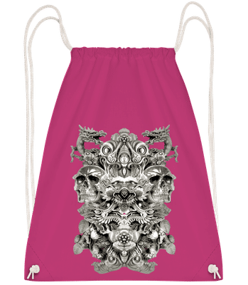 Dragons And Skulls - Drawstring Backpack - Magenta - Vorn