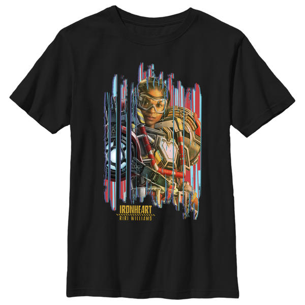 Aperçu: Marvel - Panthère noire Wakanda pour toujours - Iron Heart Poster look - Enfant T-shirt - Noir - Devant