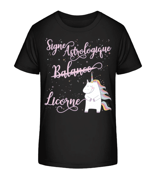 Aperçu: Signe Astrologique Licorne Balance - T-shirt bio Enfant Stanley Stella 2.0 - Noir - Devant