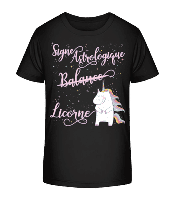 Signe Astrologique Licorne Balance - T-shirt bio Enfant Stanley Stella 2.0 - Noir - Devant