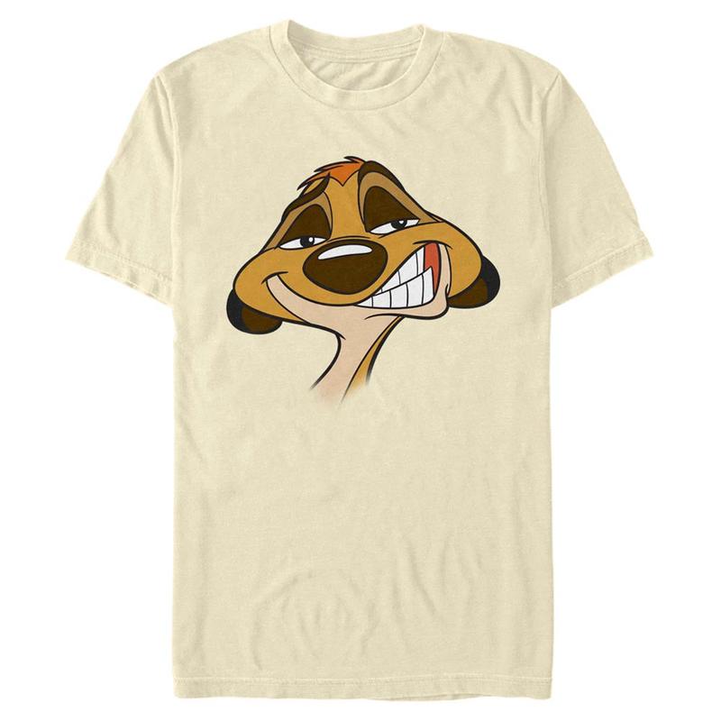 Vista previa: Pixar - El Rey León - Timon Big Face - Hombres Camiseta - Crema - delante