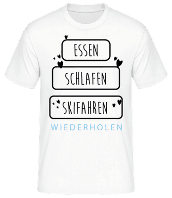 Essen Schlafen Skifahren - Männer Basic T-Shirt - Weiß - Vorne