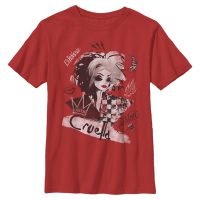Disney Classics - Cruella - Cruella DeVille Artsy - Kids T-Shirt - Red - Front