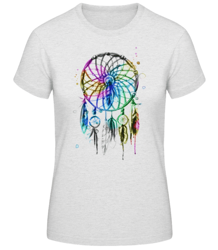 Vorschau: Mystischer Traumfänger - Frauen Basic T-Shirt - Grau meliert - Vorne