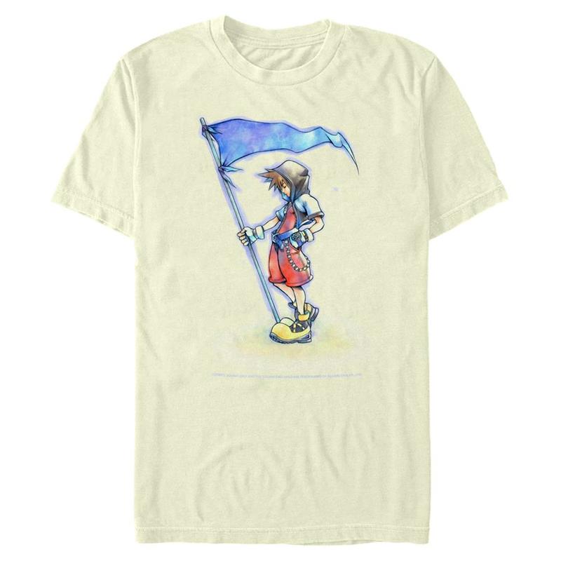 Vorschau: Disney - Kingdom Hearts - Sora With Flag - Männer T-Shirt - Creme - Vorne